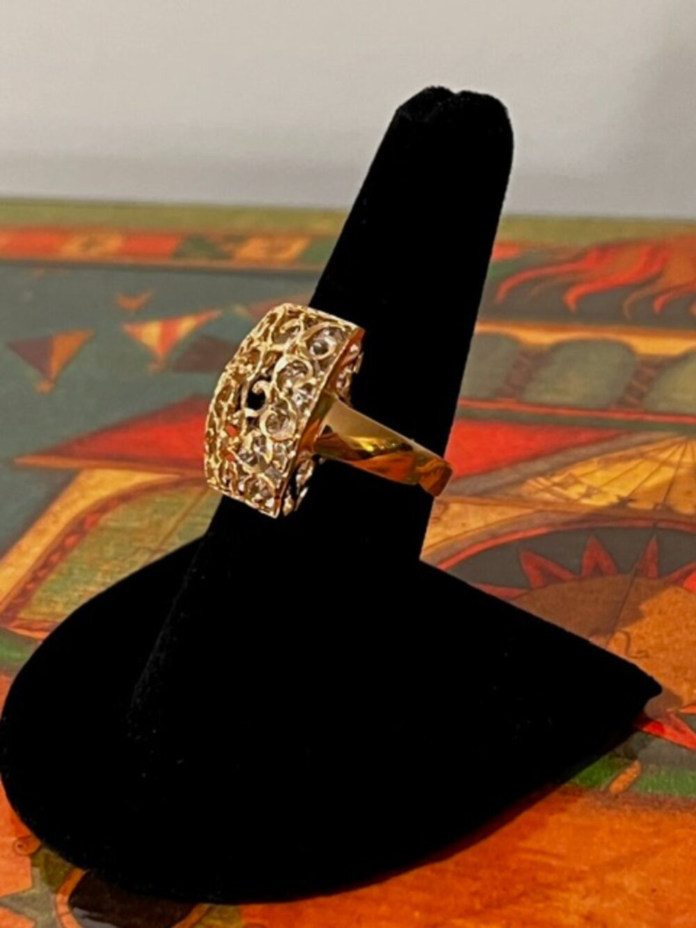 14K Solid Gold Filigree Ring, Size 8